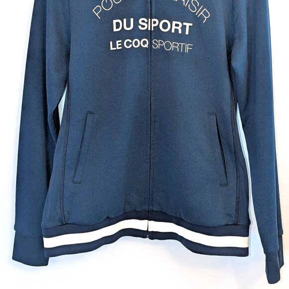 Le Coq Sportif | Navy Blue Spell Out French Active Zip Up Hoodie | Size Large - Picture 4 of 14